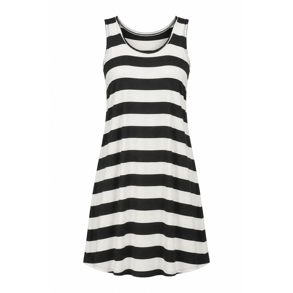 Azules Women's Black & White Striped Sleeveless Short Dress Size XL